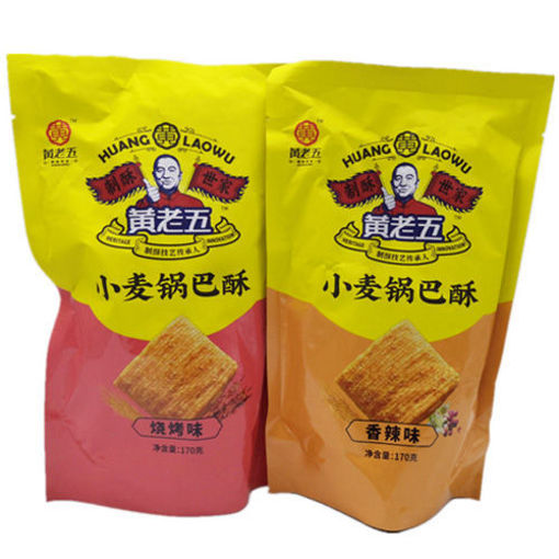 图片 黄老五 小麦锅巴 香辣味 170g 手工怀旧瓦片锅巴 