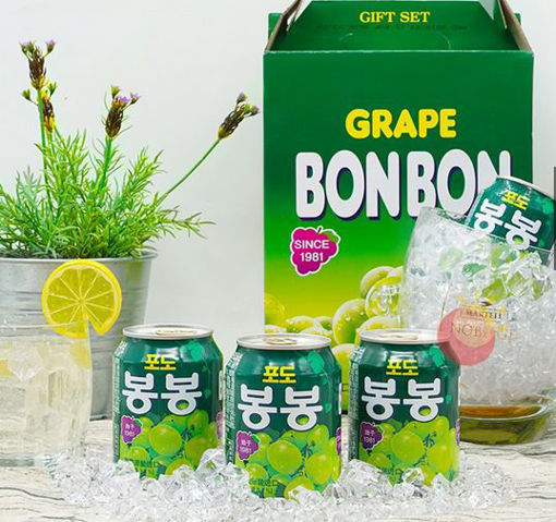 图片 韩国进口 整箱12听 海太果粒葡萄果汁水 12x 238ml