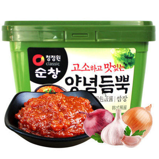 图片 韩国清净园 绿盒 蒜蓉辣酱包饭酱 500g 日期见内页