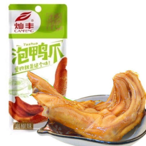 图片 灿丰泡鸭爪 绿袋 泡椒味 35g 日期见内页