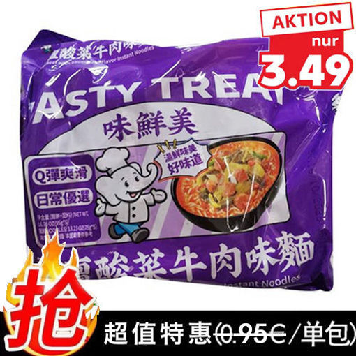 Bild von BAIXIANG Instant Nudeln Rindfleisch-Sauerkrautsuppe 95gx5